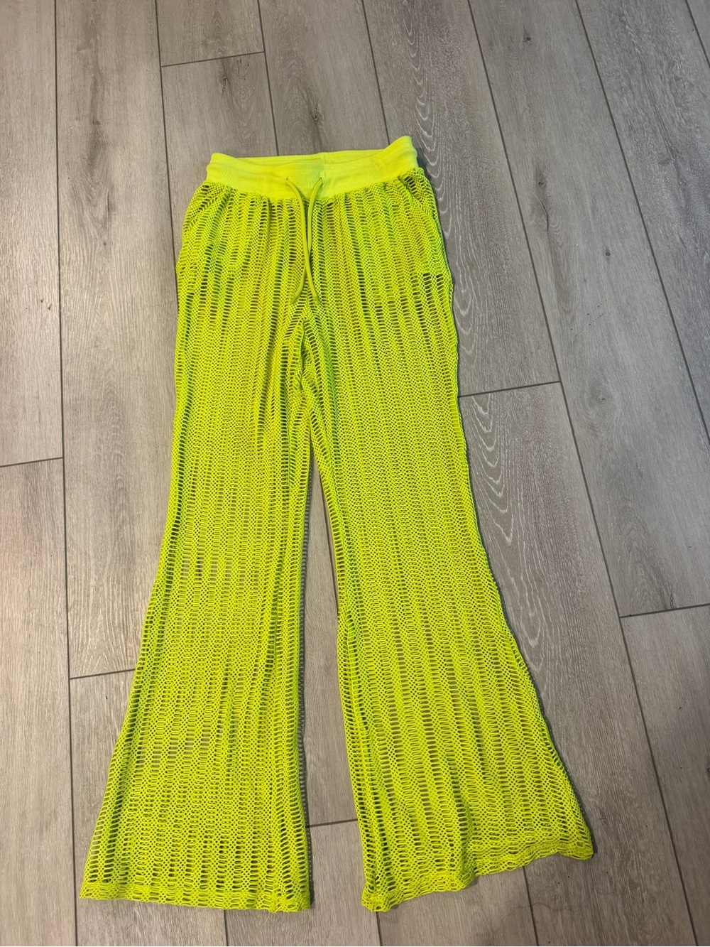 Neon Yellow mesh Flared Pants
